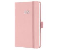 SIGEL J5404 Agenda settimanale Jolie 2025, certificazione FSC, 2 pagine = 1 settimana, copertina rigida con superficie in materiale tessile, circa A6, rosa chiaro, 174 pagine