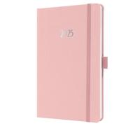 SIGEL J5405 Agenda settimanale Jolie 2025, certificazione FSC, 2 pagine = 1 settimana, copertina rigida con superficie in materiale tessile, circa A5, rosa chiaro, 174 pagine