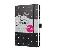 SIGEL J6335 Agenda settimanale Jolie 2026-1 anno - circa A5 - Dark Love - 2 pagine = 1 settimana - copertina rigida - 80 g/m² - nero - 174 p. - certificazione FSC