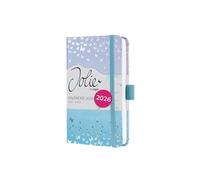 SIGEL J6346 Agenda settimanale Jolie 2026-1 anno - circa A6 - Butterfly Confetti Candy - 2 pagine = 1 settimana - copertina rigida - 80 g/m² - blu/viola - 174 p. - certificazione FSC
