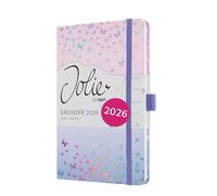 SIGEL J6347 Agenda settimanale Jolie 2026-1 anno - circa A5 - Butterfly Confetti Candy - 2 pagine = 1 settimana - copertina rigida - 80 g/m² - viola/rosa - 174 p. - certificazione FSC