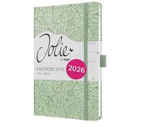 SIGEL J6353 Agenda settimanale Jolie 2026-1 anno - circa A5 - Green Monstera - 2 pagine = 1 settimana - copertina rigida - 80 g/m² - verde chiaro/nero - 174 p. - certificazione FSC