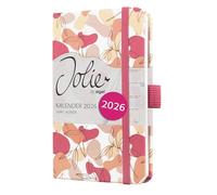 SIGEL J6358 Agenda settimanale Jolie 2026-1 anno - circa A6 - Spring Linear Leaves - 2 pagine = 1 settimana - copertina rigida - 80 g/m² - rosa/beige/bianco - 174 p. - certificazione FSC