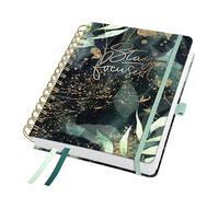 SIGEL J6603 Agenda spiralata Jolie 2026-1 anno - circa A5 - Glamorous Leaves - 2 pagine = 1 settimana - copertina rigida - 120 g/m² - nero/verde/oro - 240 p. - certificazione FSC