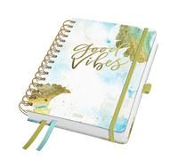 SIGEL J6606 Agenda spiralata Jolie 2026-1 anno - circa A5 - Good Vibes - 2 pagine = 1 settimana - copertina rigida - 120 g/m² - azzurro/oro/bianco - 240 p. - certificazione FSC