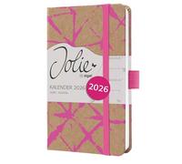 SIGEL J6800 Agenda settimanale Jolie 2026-1 anno - circa A6 - Raspberry Batik - 2 pagine = 1 settimana - copertina rigida - 80 g/m² - marrone/pink neon - 174 p. - certificazione FSC