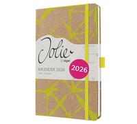 SIGEL J6801 Agenda settimanale Jolie 2026-1 anno - circa A5 - Lemon Batik - 2 pagine = 1 settimana - copertina rigida - 80 g/m² - marrone/giallo neon - 174 p. - certificazione FSC