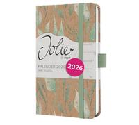 SIGEL Agenda settimanale Jolie J6802 2026, A6 rigida, 2 pag. = 1 sett., marrone/verde menta/oro FSC