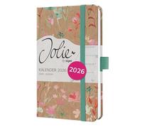 SIGEL J6806 Agenda settimanale Jolie 2026-1 anno - circa A6 - Green Floral Serenity - 2 pagine = 1 settimana - copertina rigida - 80 g/m² - marrone/verde/rosa/rosso - 174 p. - certificazione FSC