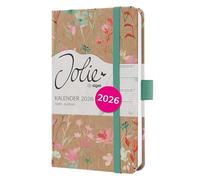 SIGEL J6806 Agenda settimanale Jolie 2026-1 anno - circa A6 - Green Floral Serenity - 2 pagine = 1 settimana - copertina rigida - 80 g/m² - marrone/verde/rosa/rosso - 174 p. - certificazione FSC