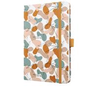 SIGEL JN359 Jolie Taccuino, Summer Linear Leaves, a righe, 13,5 x 20,3 cm, copertina rigida, 174 pagine, marrone, menta, rosa