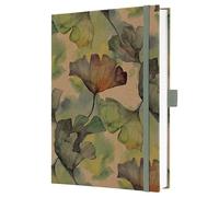 Sigel JN857 - Taccuino Pura Ginkgo a righe, 100 g/m², circa A5, giallo/verde/marrone, copertina rigida, 192 Seiten, certificato FSC