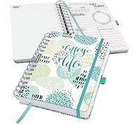 SIGEL JP201 Jolie Planner giornaliero senza data, Mint Inspiration, 120 g/m², 16,8 x 21,5 cm, hardcover, 240 pagine, bianco, mint, grigio