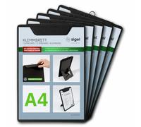 SIGEL KB100/5 - Portablocco formato A4, con funzione di supporto, confezione da 5 pezzi, robuste ed eleganti, con elegante struttura in lino, resistenti e facili da pulire