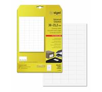 SIGEL LA101 Etichette universali, bianco, 38x21.2 mm (A4), 1625 et.=25 fg