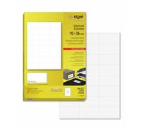SIGEL LA132 Etichette universali, bianco, 70x36 mm (A4), 2400 et.=100 fg