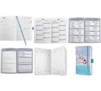 SIGEL J4346 Jolie Agenda settimanale 2024, Butterfly Confetti Candy, 9,5 x 15 cm, copertina rigida, 174 pagine, blu, viola
