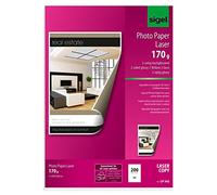 SIGEL LP342 Carta fotografica, Laser, Lucida, Fronte e Retro, A4, 170 g, 200 fg