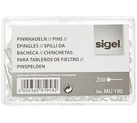 SIGEL MU190 Puntine da disegno con testa in plastica trasparente, lunghezza 1.5 cm, 200 pz