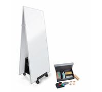 SIGEL MUB13 Set Meet up composto da 2 lavagne mobili 90x180 cm magnetiche, scrivibili su entrambi i lati, cornice argentata, 1 supporto e 1 set iniziale (marcatori, magneti, detergente)