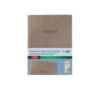 SIGEL SM211 Portamenù con cordino elastico e 2 tasche trasparenti per 8 fogli DIN A5, con stampa del menù, beige scuro, 1 pezzo