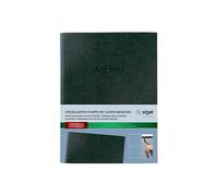 SIGEL SM207 Portamenù con cordino elastico e 2 tasche trasparenti per 8 fogli DIN A5, con stampa del menù, antracite, 1 pezzo