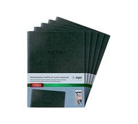 SIGEL SM207 Set di 5 Portamenù con cordino elastico e 2 tasche trasparenti per 8 fogli DIN A5, con stampa del menù, antracite