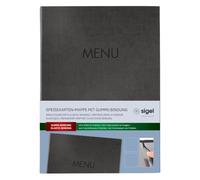 Sigel Portamenù SM206 – cordino elastico, 2 tasche trasparenti per 8 A4, con stampa, antracite