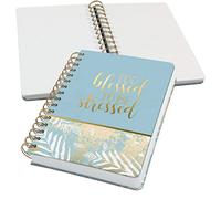 SIGEL JN615 Jolie Taccuino spiralato, Heavenly Leaves, quadretti tratteggiati (lineatura dot), 120 g/m², 16,8 x 21,5 cm, copertina rigida, 240 pagine, azzurro, bianco, gold