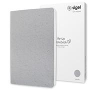 SIGEL Quaderno Re-Up A5 con copertina morbida | RU101, rigato, 100 g/m², grigio chiaro, 100 pagine, sostenibile