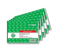 Sigel SD023 - Blocco di ricevute, non falsificabili, formato A6 orizzontale, carta copiativa 2 punzoni, 5 pezzi 5 pezzi
