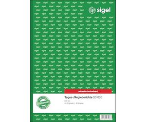 SIGEL SD030 - Relazione giornaliera, formato A4, 2 x 40 fogli, autoscrivente, 1 pezzo