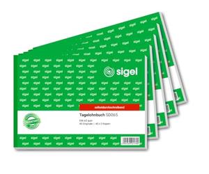 SIGEL SD065/5 - Quaderno per appunti, formato A5 orizzontale, 3 x 40 fogli, autoscrivibile, 5 pezzi