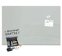 SIGEL SF477 Lavagna magnetica in vetro premium, superficie lucida, 150 x 100 cm, montaggio facile, grigio + 6 magneti, 4 pennarelli neri e 3 strumenti di pulizia, Artverum