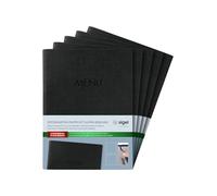 SIGEL SM203 Cartellina portamenù - 1 pezzo - incl. 2 doppie buste trasparenti per 8 pagine - rilegatura a elastico - A5 - nero - 5 pezzi