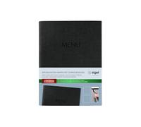 SIGEL SM203 Cartellina portamenù - 1 pezzo - incl. 2 doppie buste trasparenti per 8 pagine - rilegatura a elastico - A5 - nero