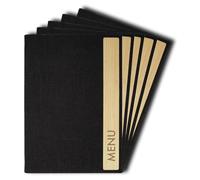 SIGEL SM220 - Set di 5 protezioni per menù Bamboo, con 2 tasche trasparenti a 4 viste per 8 fogli, rilegatura con cordoncino elastico, formato A4, resistente e facile da pulire, grigio scuro/beige