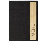 SIGEL SM221 Cartellina portamenù - Bambus - 1 pezzo - incl. 2 doppie buste trasparenti per 8 pagine - rilegatura a elastico - A5 - grigio scuro/beige