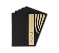 SIGEL SM221 Cartellina portamenù - Bambus - 1 pezzo - incl. 2 doppie buste trasparenti per 8 pagine - rilegatura a elastico - A5 - grigio scuro/beige - 5 pezzi