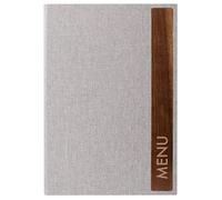 SIGEL SM222 Cartellina portamenù - 1 pezzo - incl. 2 doppie buste trasparenti per 8 pagine - rilegatura a elastico - A4 - grigio chiaro/marrone