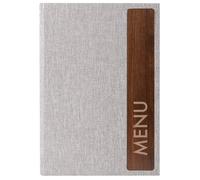 SIGEL SM223 Cartellina portamenù - 1 pezzo - incl. 2 doppie buste trasparenti per 8 pagine - rilegatura a elastico - A5 - grigio chiaro/marrone