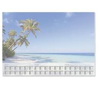 SIGEL H7470 Sottomano in carta, calendari su 3 anni e pianificatore settimanale, design spiaggia, A2 (59,5 x 41 cm), blu e verde, 30 fogli