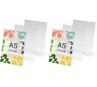 Sigel SY112 Espositore da tavolo inclinato, 14,8x21x6,3 cm, per A5 verticale, per bancone, ristorazione, ufficio, matrimonio, etc, acrilico, trasparente, 3 pezzi (Confezione da 2)