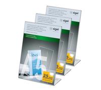 SIGEL TA212 Porta-avvisi da tavolo / Porta-brochure da banco, con base a L, acrilico, per A5, 3 pz