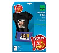 SIGEL T1157 Film InkJet per trasferimento su T-Shirt e tessuti scuri o nero, A4, 6+6 fg