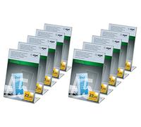 SIGEL TA212 Espositore da tavolo inclinato, 21,5x15x6,5 cm, per A5 verticale, per bancone, ristorazione, ufficio, matrimonio, etc, resistente ai raggi UV, acrilico, trasparente, 10 pezzi