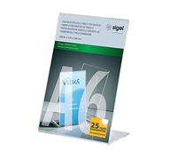 SIGEL TA214 Porta-avvisi da tavolo / Porta-brochure da banco, con base a L, acrilico, per A6