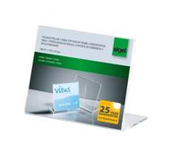 SIGEL TA217 Porta-avvisi da tavolo / Porta-brochure da banco, con base a L, acrilico, per A7 orizzontale