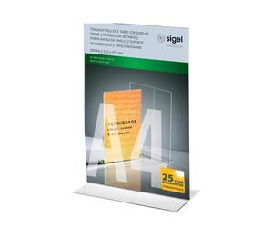SIGEL TA220 Sign Holder, upright, for A4, double-sided presentation, uv resistan