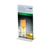 SIGEL TA224 Espositore da tavolo dritto, 10,5x21,2x6,5 cm, per DIN Lungo verticale, per bancone, ristorazione, ufficio, matrimonio, etc, resistente ai raggi UV, acrilico, trasparente, 1 pezzo